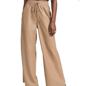 Good American Faux Leather Wide Pant- Tan
